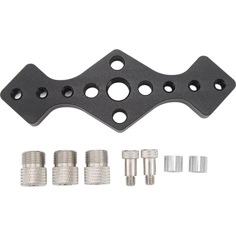 Kit de centrage pour chevilles, poinçon vertical à trous, guide de perçage pour bois, outil de connexion pour panneaux en bois, noir (1/5)