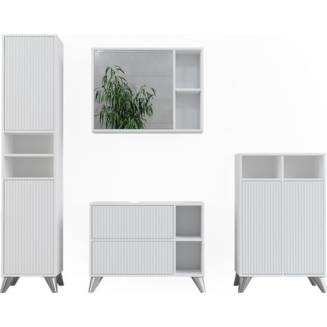 Badmöbel-Set Leano, Weiß, 80 cm, Set 4, Vicco