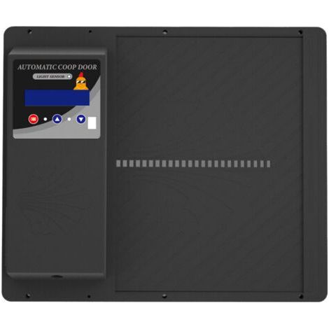 Automatische Hühnerstalltür mit batteriebetriebener LED-Anzeige, programmierbar, wasserdicht, Aluminium, mit Timer, Einklemmschutz, Schwarz (1/5)