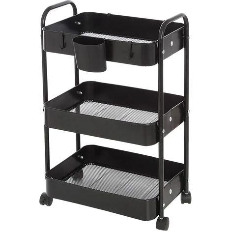 Carrello multiuso in metallo nero con portata 5 kg per ripiano (1/4)