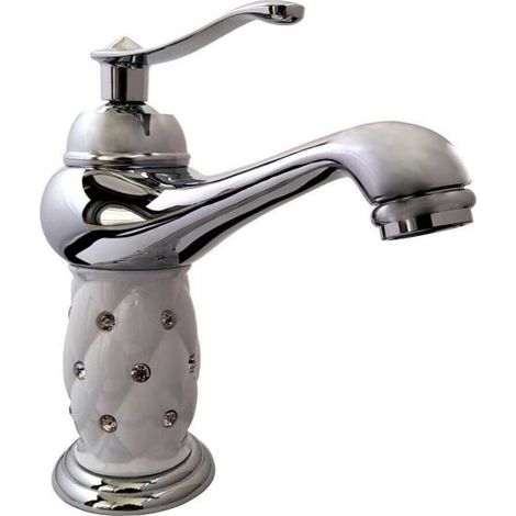 Rubinetto Miscelatore monocomando bagno lavabo lavello con strass 52155