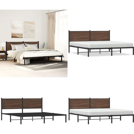 Metallbett ohne Matratze Braun Eichen-Optik 160x200 cm - Metallbett - Doppelbett - Boxspringbetten - Eiche Optik - Bettsystem - Home & Living (1/5)