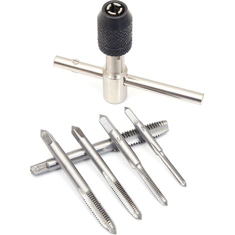 6-teiliges T-Gewindebohrer-Set mit T-Griff, HSS-Handwerkzeug für Kfz-Reparaturen, M3–8 (1/5)
