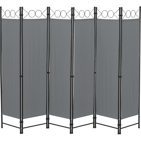 Biombo Separador de 6 Paneles Saragossa 171 x 240 cm Gris oscuro [en.casa]® (1/5)