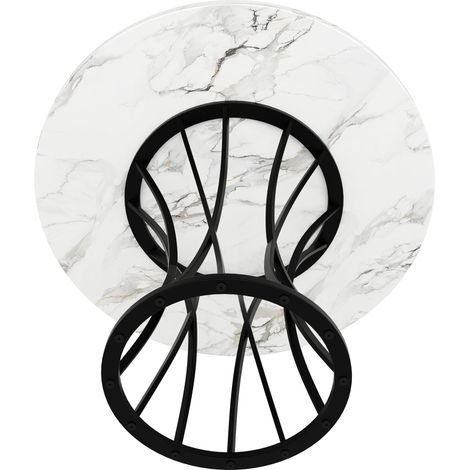 Table à manger, effet marbre, éléments réglables, en MDF et métal, 80 x 80 x 76 cm, noir (1/5)