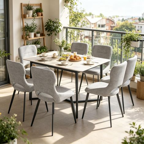 Fauteuil de réception rembourré, chaise de table et de salon, siège d'appoint pour salle à manger ou cabine d'essayage, lot de 6 chaises élégantes. (1/5)