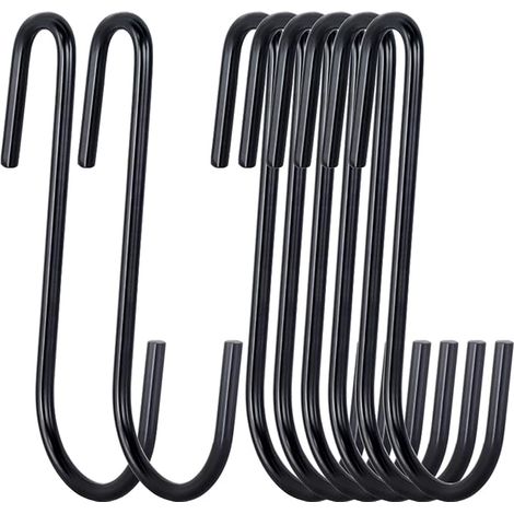 BEBUSINGOTO Paquet de 30 crochets en S robustes de 3 pouces, support de casserole noir, crochets en S pour ustensiles de cuisine, cuillères, poêles, casseroles et poêles, couverts, vêtements (1/5)