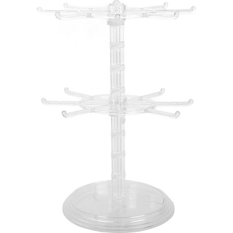 Support Bijoux Rotatif Transparent Niveaux avec Crochets Organisateur Bracelet et Porte-boucles Oreilles Présentoir Compact pour Accessoires et Petits Bijoux (1/4)