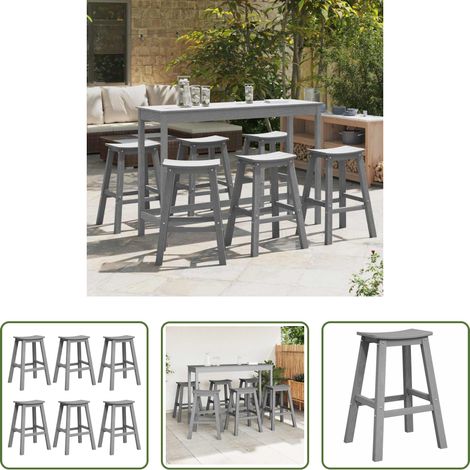 Gartenbar Set -  Garten Bar Set 6 pcs Hellgrau HDPE (1/5)