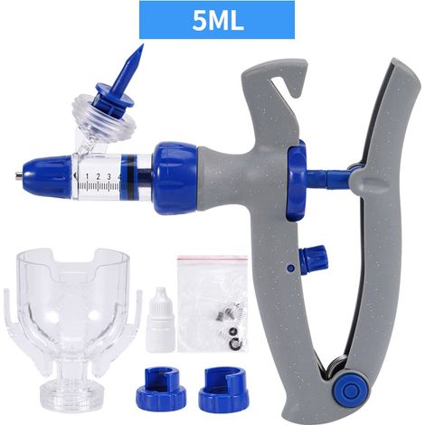 1 Injecteur vétérinaire réglable, seringue animale continue portable, Dose de 0,17 oz pour porcs, volailles, poulets et animaux domestiques, sans aiguilles incluses (1/4)