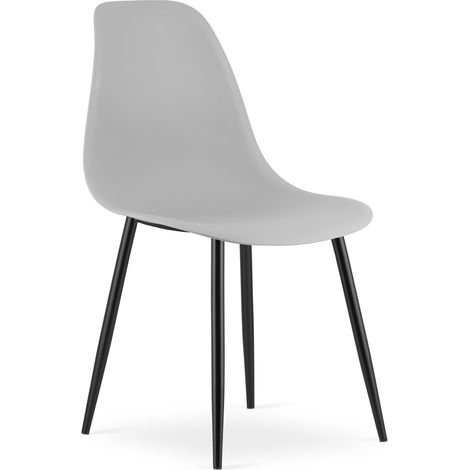 Sedia scandinava WAT grigia con gambe in metallo nero (1/5)