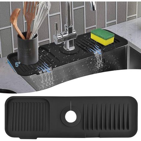 Tappetino paraspruzzi in silicone da 45 cm per rubinetti di cucina e bagno. (1/5)