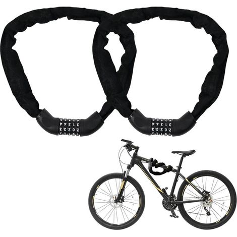 2 Pack 90cm Combination Bike Lock High Security Bicycle Lock with 5 Digital Codes Anti-Theft Chain for Bike Motorcycle Scooter Black