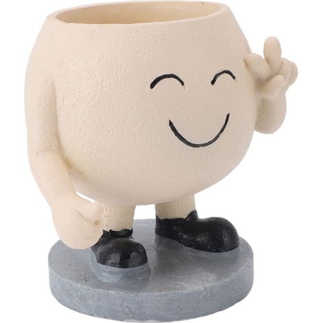 Pot de fleurs mignon souriant sur pied pour plantes succulentes, pot en résine inaltérable pour jardin, cour, café, bar, type 1 (1/5)