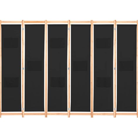 Paravent Cloison de séparation 6 panneaux, Pour Jardin, Balcon, Terrasse Noir 240 x 170 x 4 cm Tissu OIB5770E