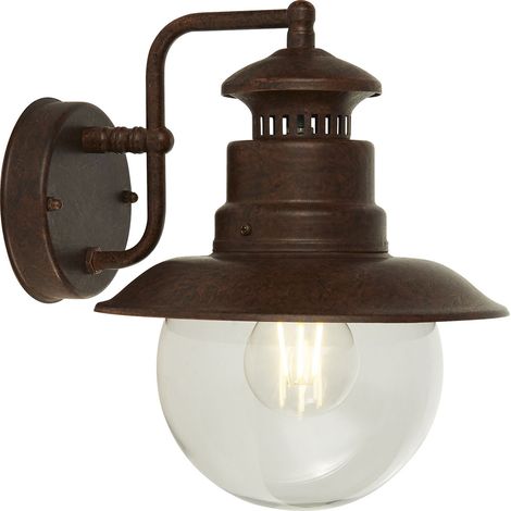 Lampada da parete per esterni Searchlight Station 1 luce - marrone rustico con vetro trasparente (1/5)
