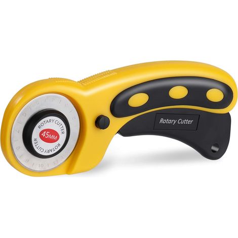 Cutter Rotatif, 45mm Lames Rotatives Acier Durable SKS-7 Couteau Rotatif Lames et Verrou de Sécurité, Découpe Précise pour Couture Patchwork Cuir Tissu Papier (1/5)