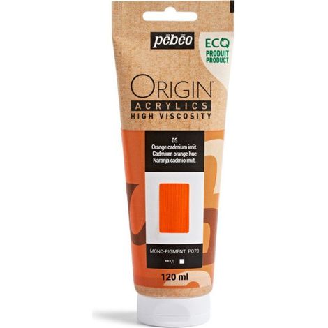 Peinture acrylique - Orange cadmium - 5 - Haute viscosité - Pébéo - Origin acrylics - 120ml (1/2)