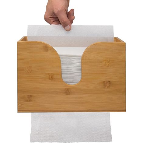 Distributeur de papier essuie-tout, support mural et à poser pour la cuisine et les toilettes - Compatible avec les essuie-tout multi-plis, les mouchoirs en papier pliés en C et en trois, couleur natu (1/5)