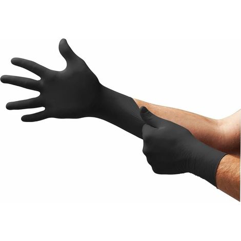 Taille XL (100 Gants) Gants Jetables En Nitrile, Sans Latex Ni Poudre, Pour Contact Alimentaire, Usages Variés, Protection Mécanique et Chimique, Gants À Usage Unique, Noirs (1/5)
