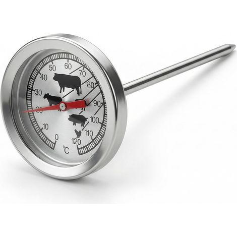 Thermomètre de Cuisson en Acier Inoxydable - Pour Viande, Four, Grill, Steak et Volaille - Précis, Simple et Hygiénique - Accessoires de Cuisine (1/5)