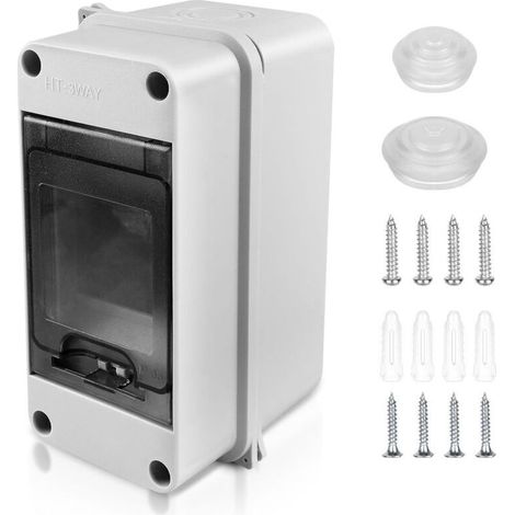 Coffret électrique étanche extérieur IP65 – 1 rangée – 3 modules pour disjoncteur mural – Montage mural en saillie – ABS résistant aux chocs (1/5)