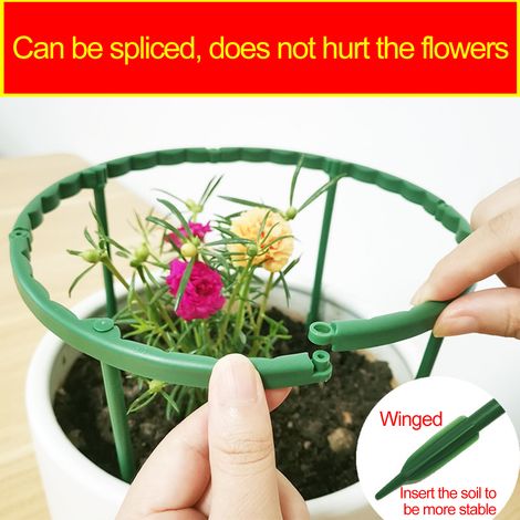 Support Plante en Plastique [Cercle Démontable Hauteur 25cm/15cm Largeur 14.5cm Vert] (8 Pièces) (1/5)