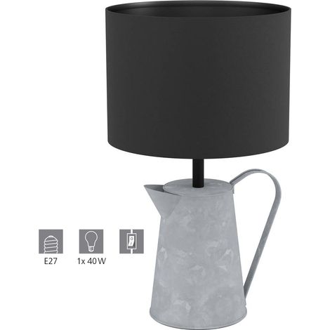 Lampe de table Kensal Gris, Noir H: 43.5 Ø: 25cm avec interrupteur de câble (1/4)