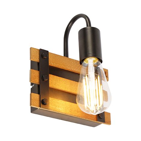 Industrielle Wandlampe braun mit Holz - Paleta Mai