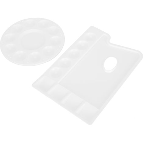 2pcs Paint Tray Palettes Circular Rectangle Plastic Painting Palettes for DIY Art (1/5)