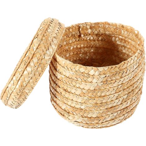 Panier de rangement pour jouets rond en jacinthe, panier en osier avec couvercle, panier de rangement en jacinthe, paniers ronds tissés à la main (1/5)