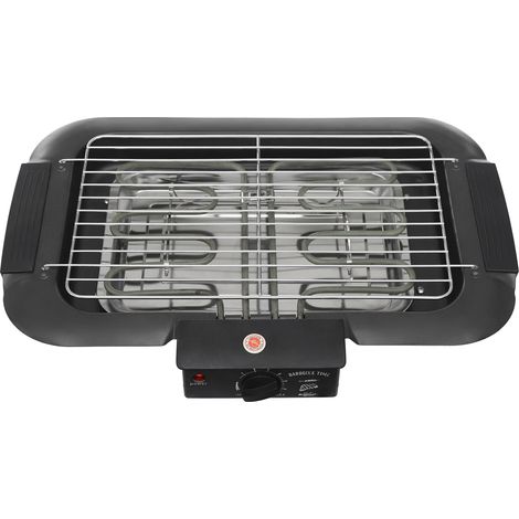 Elektrischer Tischgrill mit rechtwinkliger Öffnung, 6 Temperaturstufen, 2000 W, ideal für Familienfeiern, Grillabende im Haus, im Garten und beim Camping