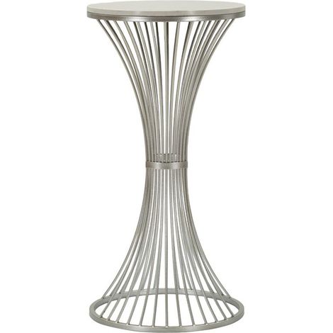 Tavolino alto Funnel Ø 40 cm in ferro e marmo argento