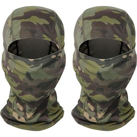 2 Pieces Mens Cagoule Camouflage,Cagoule Masque Visage Multifonction,Cagoule à Imprimé Camouflage,Masque Intégral Ninja pour Chasse Cyclisme Motorcycle Running Ski