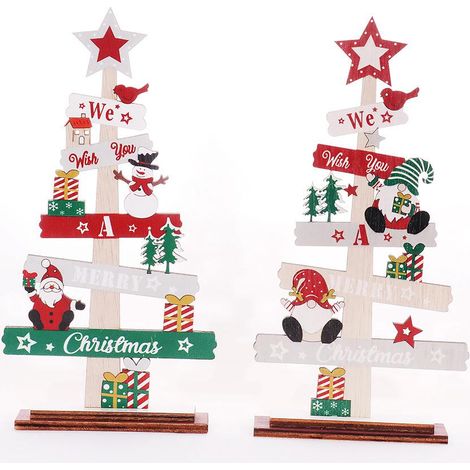 Décorations de Noël en bois, lot de 2 poupées à peindre sans visage, artisanat en bois, ornements faits main pour sapin et maison (1/5)