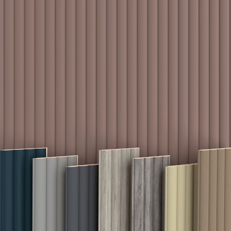WAVE Lamellen 2,75m HEXIM MDF Holz Lamellenwand Wandverkleidung Lamellenpaneele Wand Paneele stoßfest: Mauve, Start- / Endlamelle