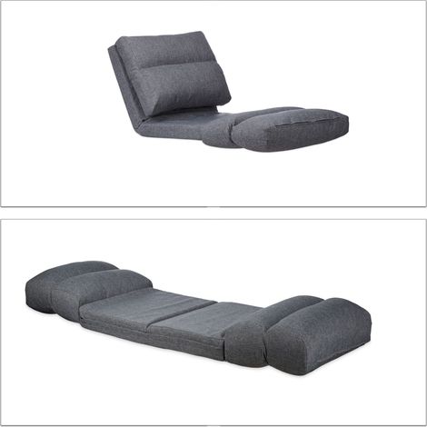 Chaise longue matelas pliant flexible 194 x 60 x 13 cm confort assise réglable en polyester gris (1/5)