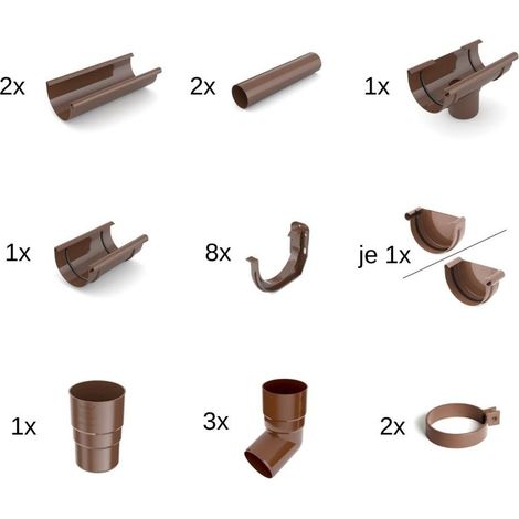 Kit Gouttière 4m Marron, Système 125 - Boni-Shop (1/2)