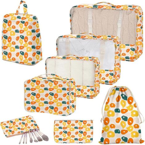 Lot de 7 cubes de rangement compressibles pour valise Achort, sacs de rangement extensibles pour valise, organisateurs de bagages pour valise. (1/5)