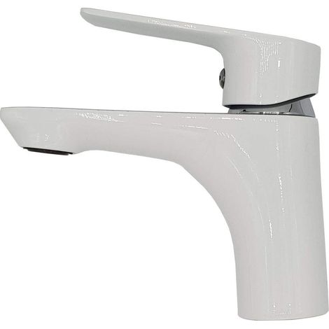 Rubinetto monocomando per lavabo a pavimento con tappo a scatto, bianco/cromo, Dokos (1/2)