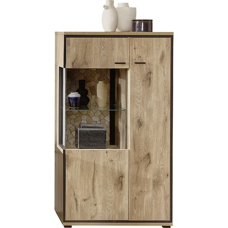 Highboard 80cm, Eiche mit schwarz, RINGSTED-55 (1/5)