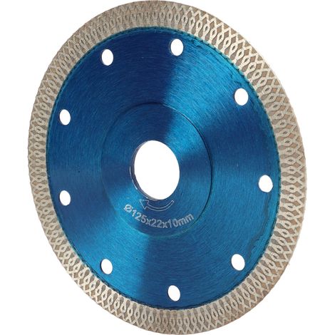 Les disques de coupe diamantés 1252210 mm sont parfaitement adaptés à la découpe de la céramique, des carreaux vitrifiés, de la pierre microcristalline et d'autres matériaux pierreux. (1/5)
