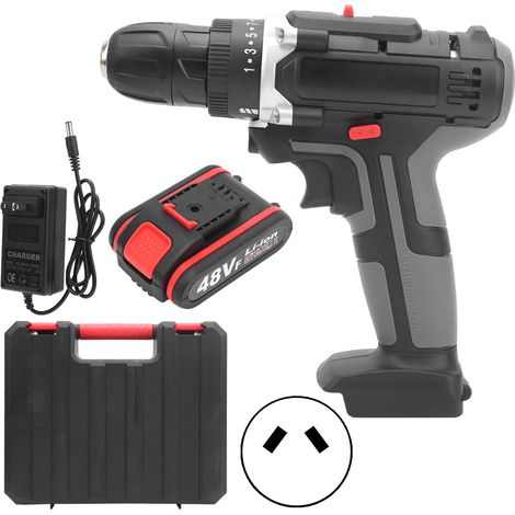 Tournevis électrique 2 vitesses, perceuse multifonction domestique, outil de vissage puissant, prise UE 100-240V, kit complet pour bricolage maison. (1/5)