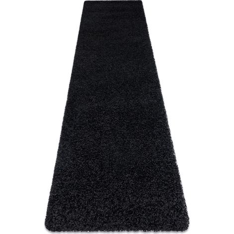 Teppich, Läufer SOFFI shaggy 5cm schwarz - in die Küche, Halle, Korridor black 80x200 cm