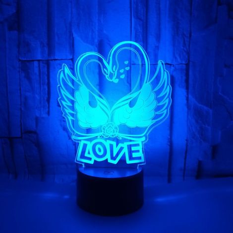 Veilleuse en acrylique à illusion d'optique LED 3D avec télécommande et fonction tactile intelligente, 7 couleurs changeantes (cygne) (1/5)