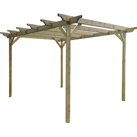 Dinasty Wooden Garden Pergola Kit, 4.8m x 4.8m , (6 uprights) Light green