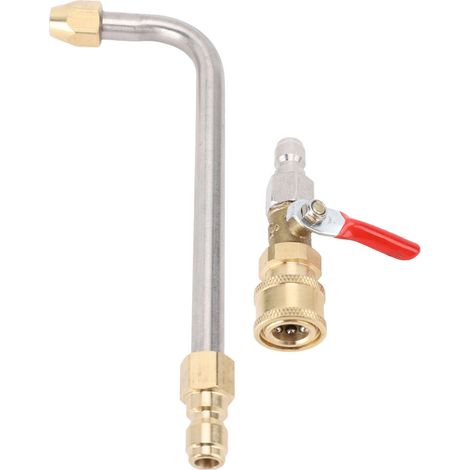 Baguette d'extension de nettoyeur à pression incurvée avec robinet à bille, connecteur de 1/4 pouces, tige de fixation pour nettoyeur de gouttière électrique en forme de U. (1/5)