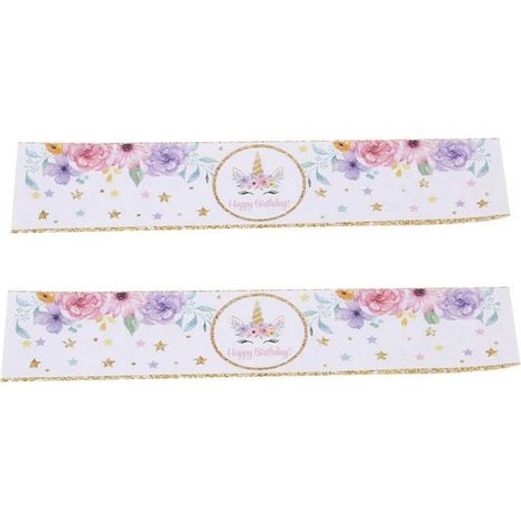 TrAdE Shop Traesio - Set 24 Stickers Unicorno Oro Con Scritta Happy Birthday Auguri Adesivi Bimbo Bimba Festa - (1/4)