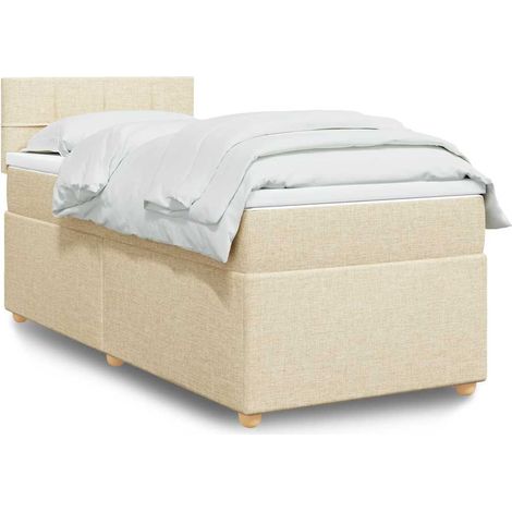 Boxspringbett mit Matratze Creme 80x200 cm Stoff