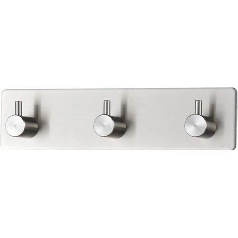 Porte Manteau Inox 3 Crochets Adhesif L (1/4)